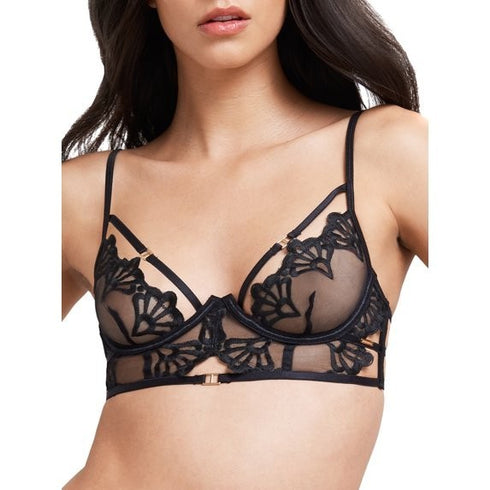 Bluebella Caramella Longline Bra Black Underwired Strapping Size 32C